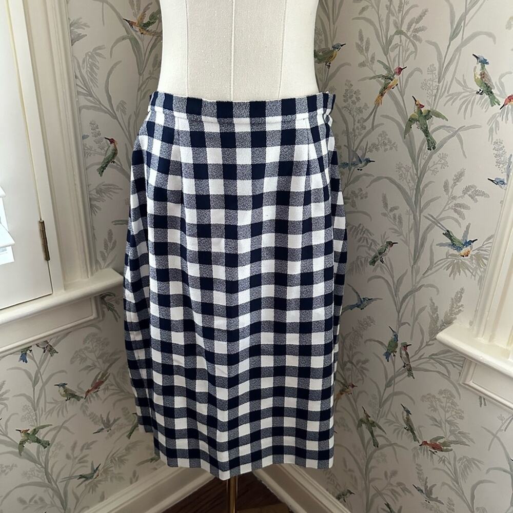 Leslie Fay vintage black and white checker midi skirt size 12P